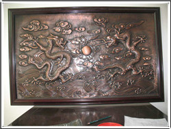 雙龍戲珠銅浮雕