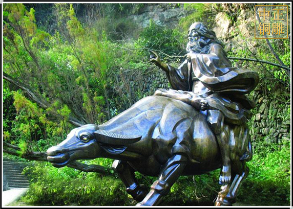 室外老子騎牛銅雕塑