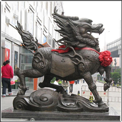 大型門口鎮(zhèn)宅銅麒麟雕塑