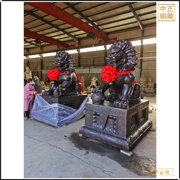 純銅保宅宮門獅子一對(duì)