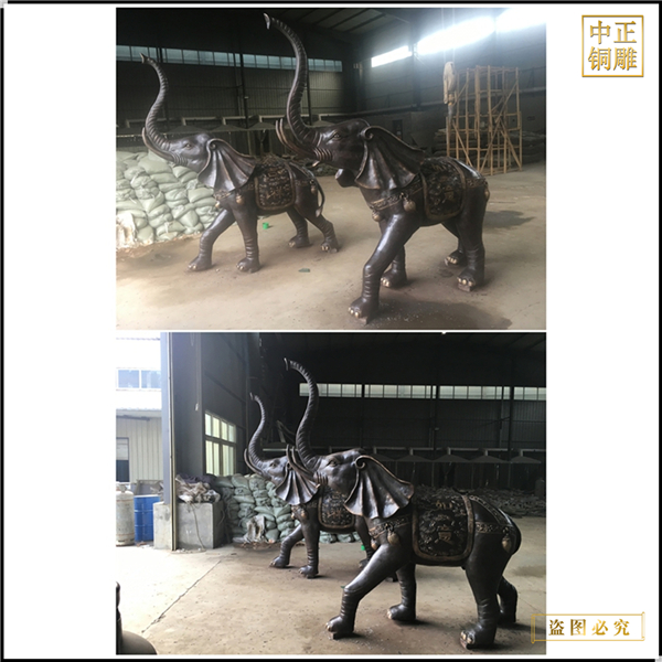 門口大象雕塑上色