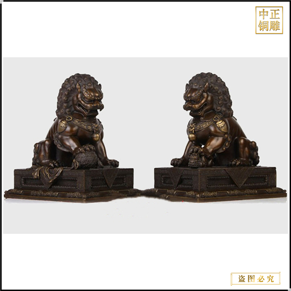 全銅獅子擺件一對(duì)