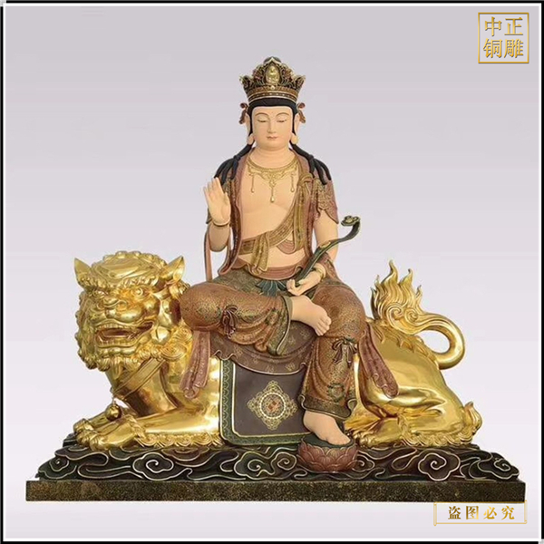 寺廟2米文殊普賢銅像