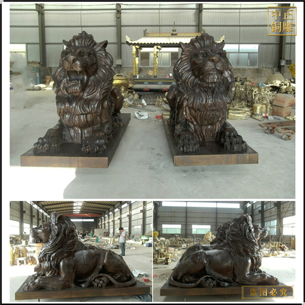 銅獅子小區(qū)門(mén)口擺件
