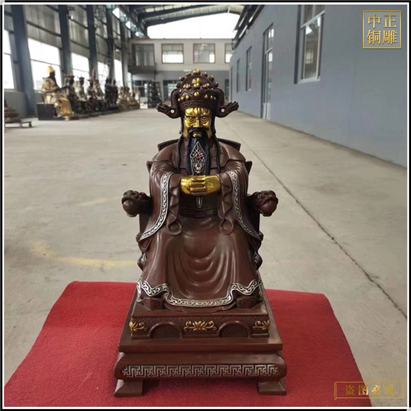 小型寺廟龍五爺財神銅像