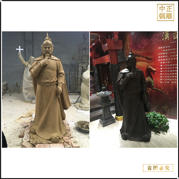 古代將軍摸胡子銅雕塑
