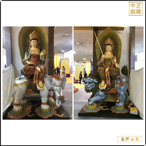 文殊銅像普賢銅像