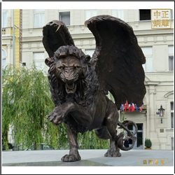 景觀(guān)大型帶翅膀銅獅子