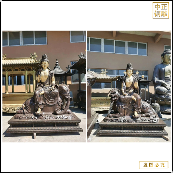 紫銅文殊普賢銅佛像