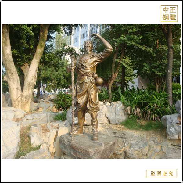 古代人物遙望遠(yuǎn)方銅雕塑