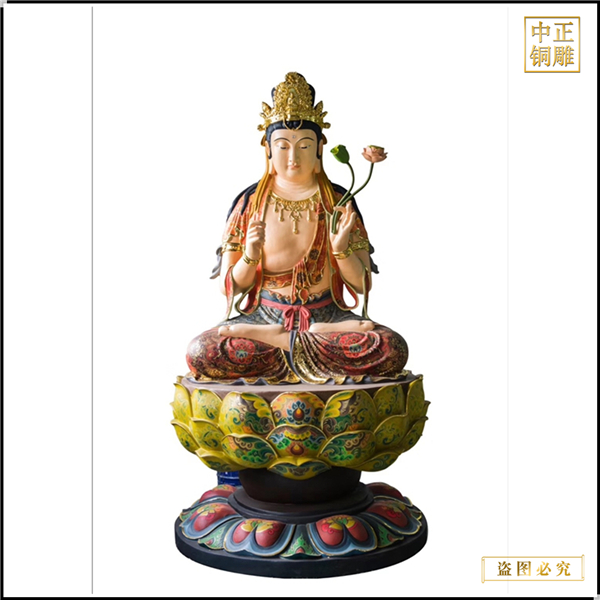 彩繪手拿柳枝銅觀音像