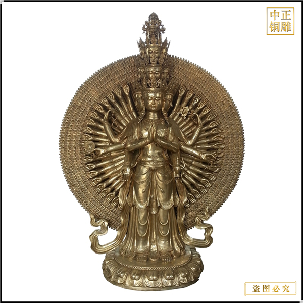 小型站像千手觀音銅佛像