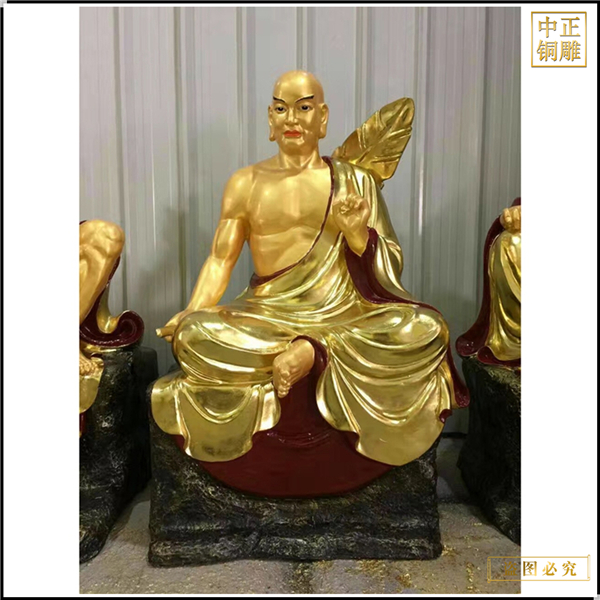純銅貼金十八羅漢佛像
