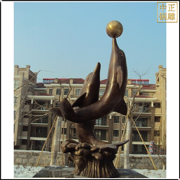 海豚動(dòng)物銅雕塑