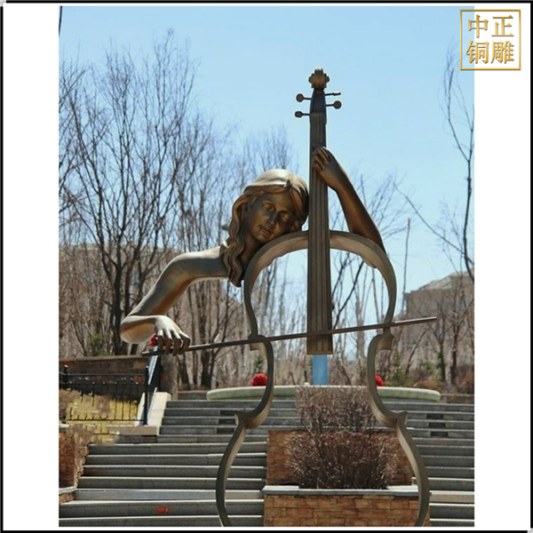 小區(qū)少女撫小提琴人物雕塑