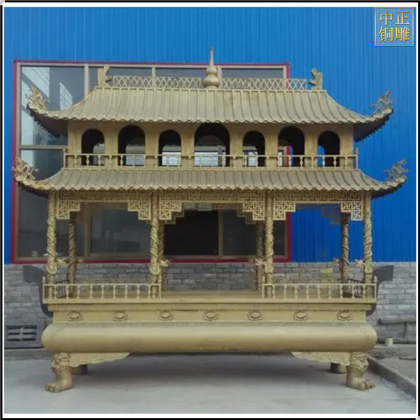 雙層方形銅香爐定制