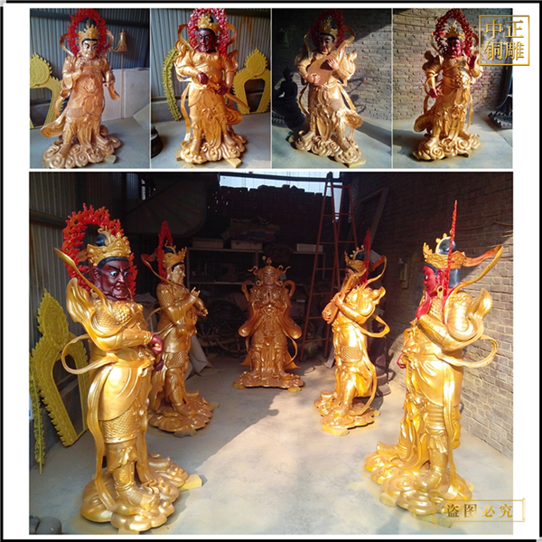 彩繪純銅四大天王佛像鑄造廠