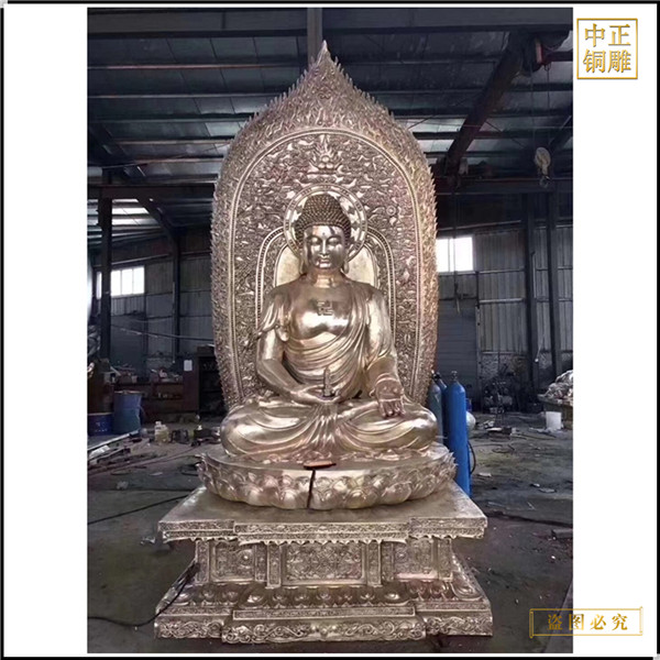 坐像帶背光銅雕釋迦牟尼佛批發(fā)